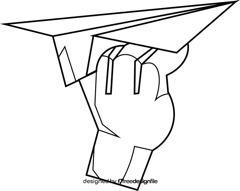 Paper plane hand black and white clipart