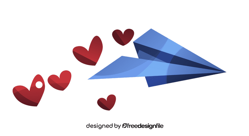 Paper plane hearts clipart