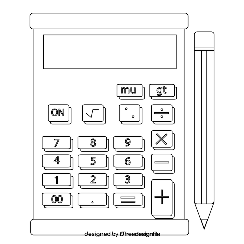 Accountant calculator drawing black and white clipart