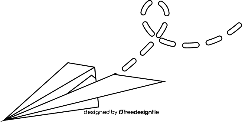 Paper plane landing black and white clipart