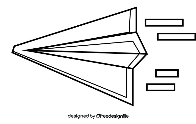 Paper plane top black and white clipart