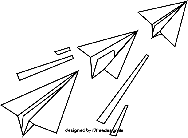 Paper plane trio black and white clipart