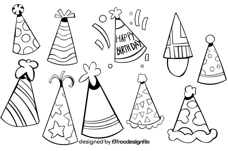 Party hat black and white vector