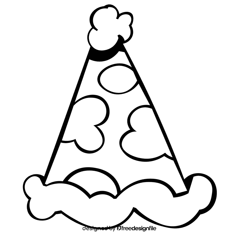Party hat clouds black and white clipart