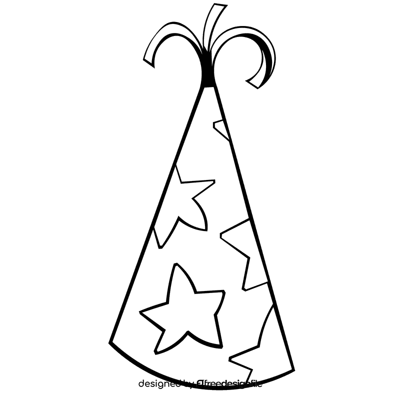 Party hat stars black and white clipart