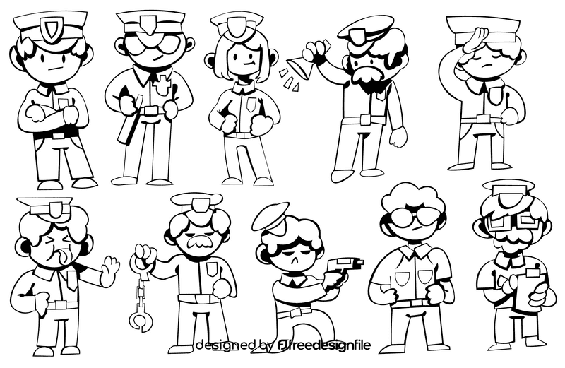 Police black and white vector