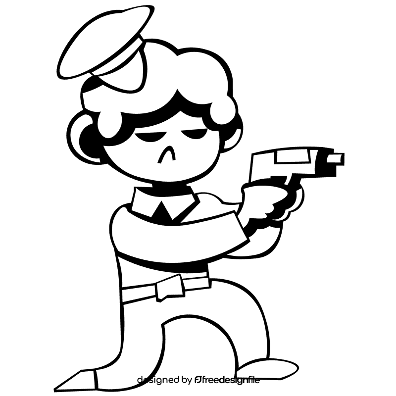 Police gun black and white clipart