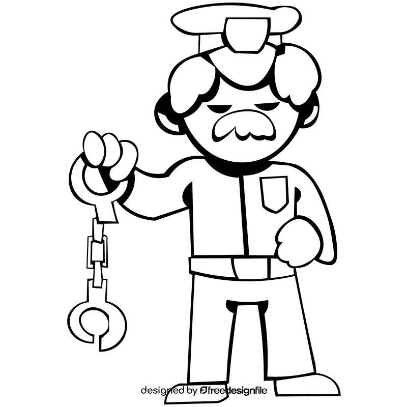 Police handcuffs black and white clipart