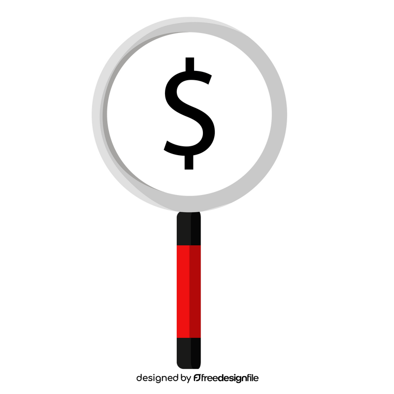 Magnifying glass, accountant, dollar sign clipart