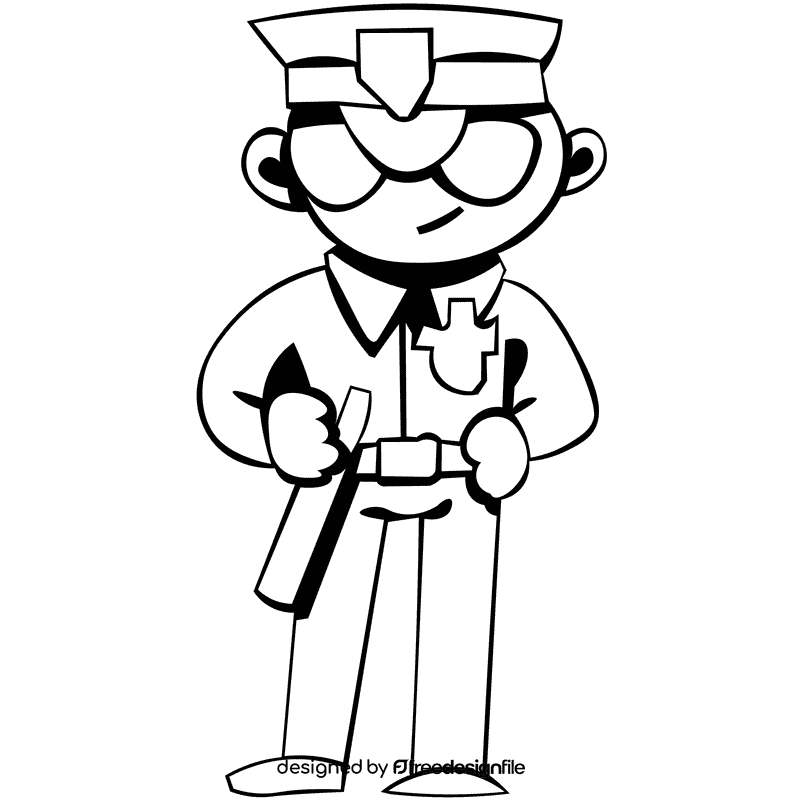 Police officer black and white clipart