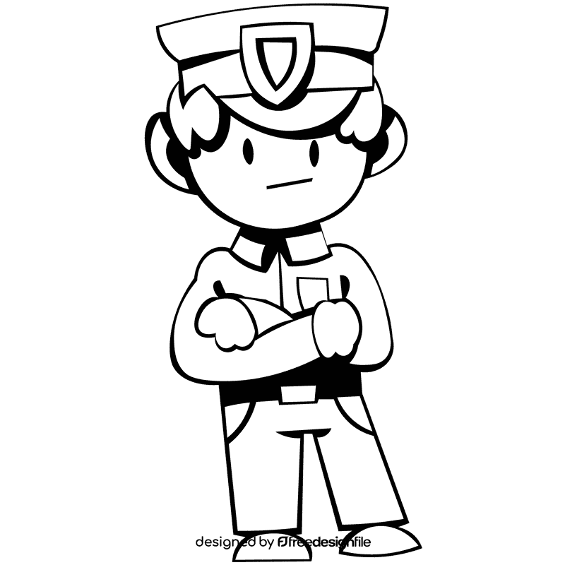 Police young black and white clipart