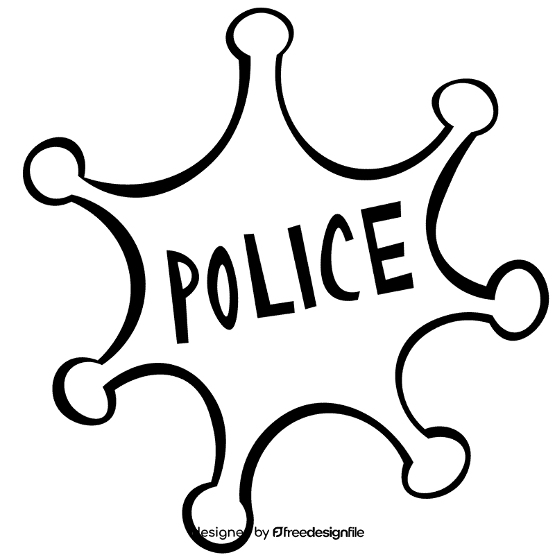 Police car badge black and white clipart