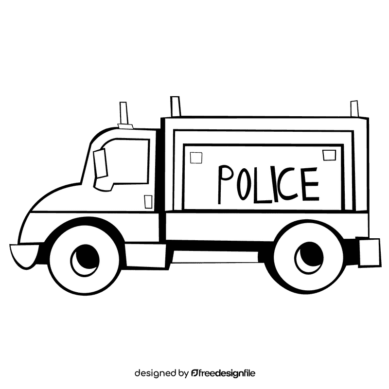 Police car big car black and white clipart