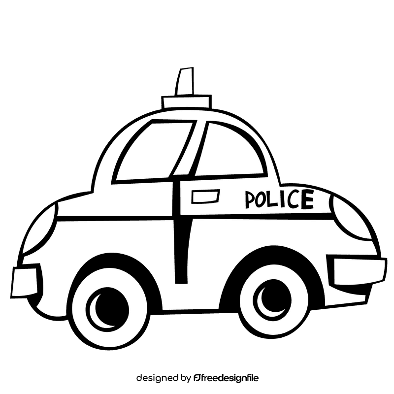 Police car car black and white clipart