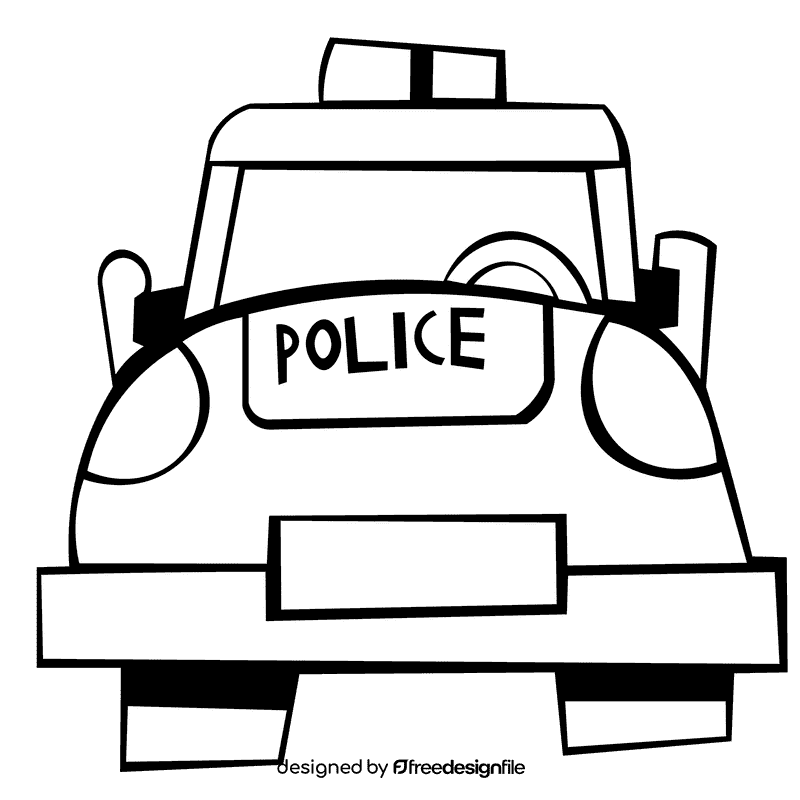Police car front black and white clipart