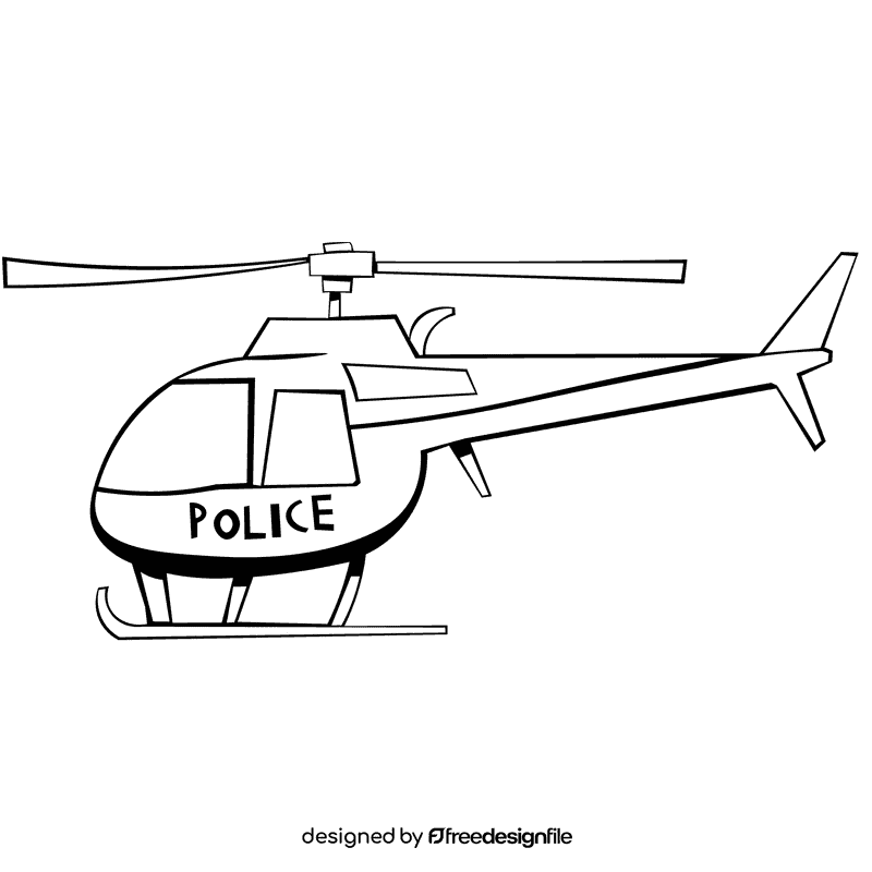 Police car helicopter black and white clipart