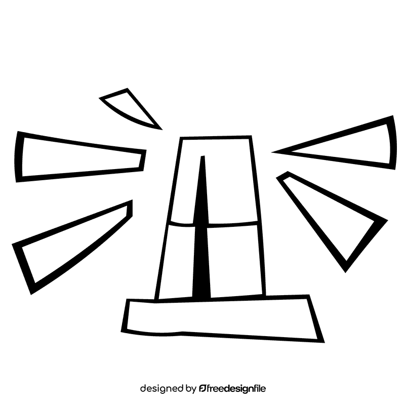 Police car lights black and white clipart