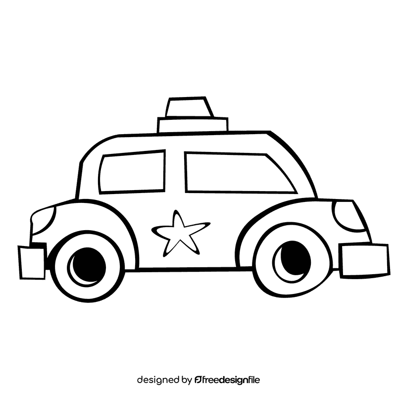 Police car star black and white clipart