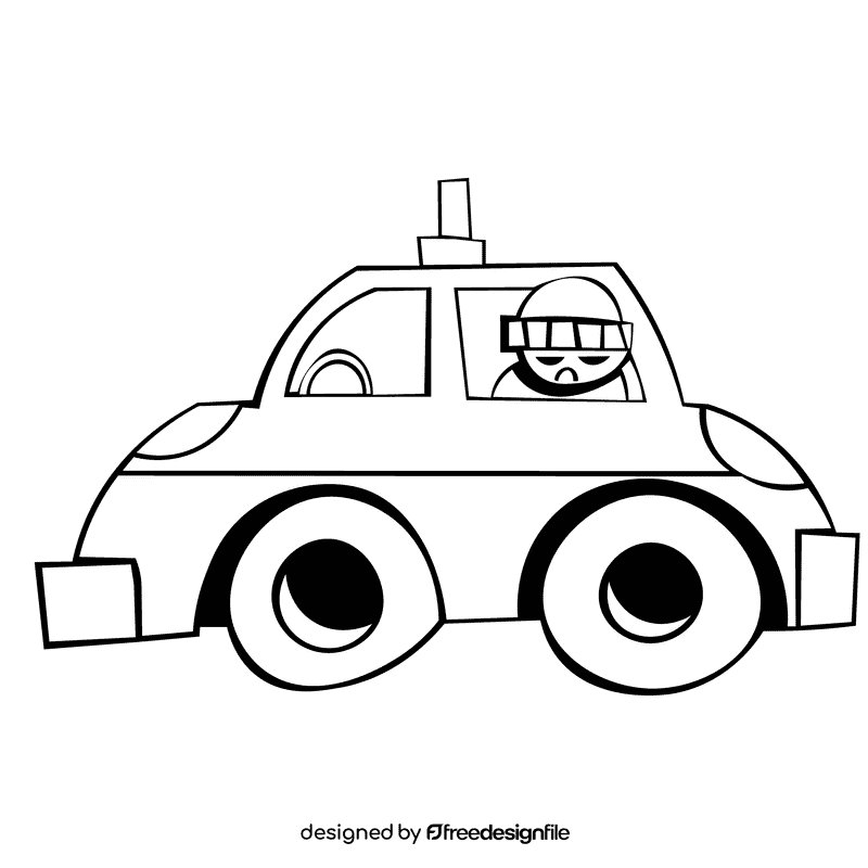 Police car thief black and white clipart