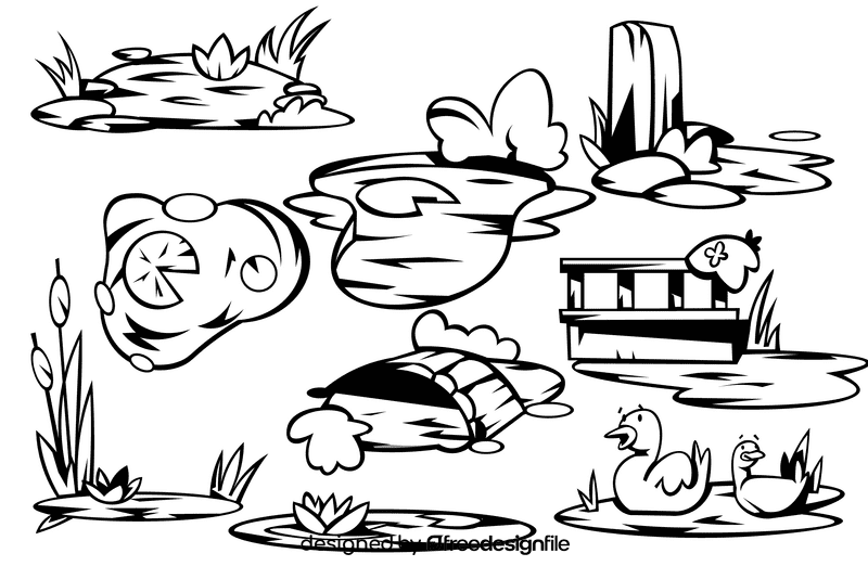 Pond black and white vector