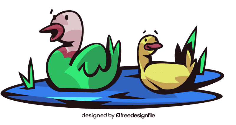 Pond ducks clipart
