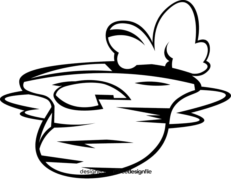 Pond plants black and white clipart
