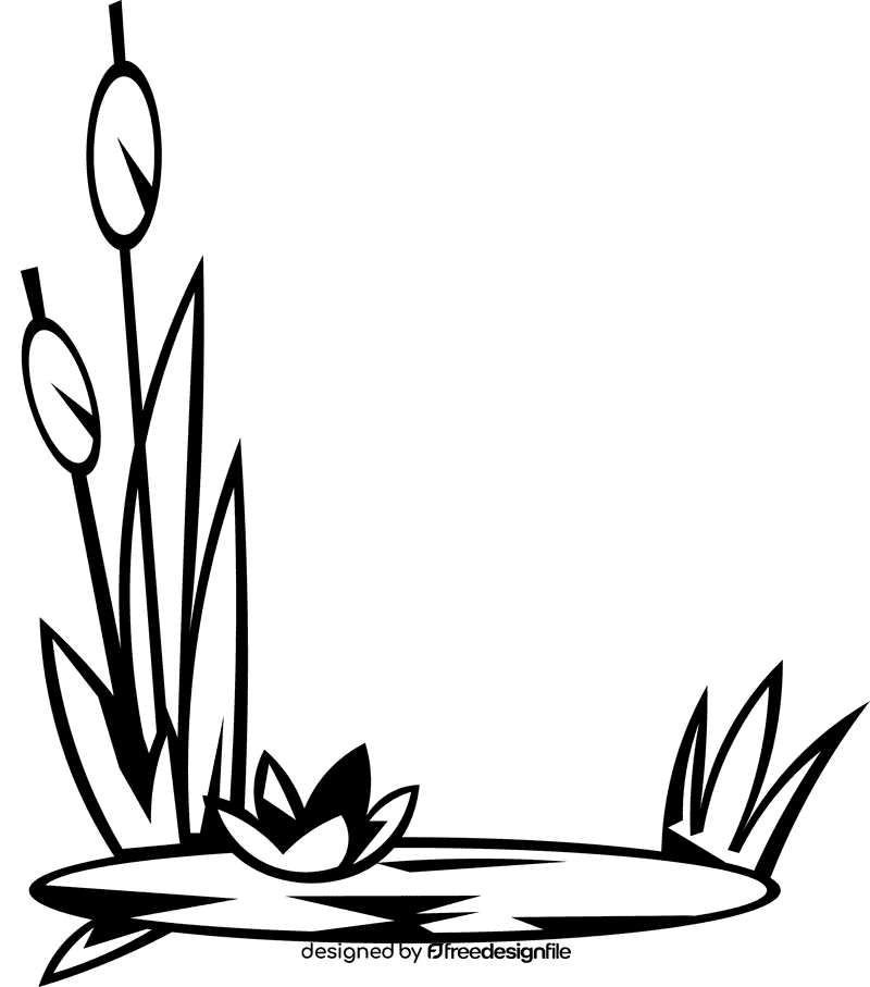 Pond reed black and white clipart