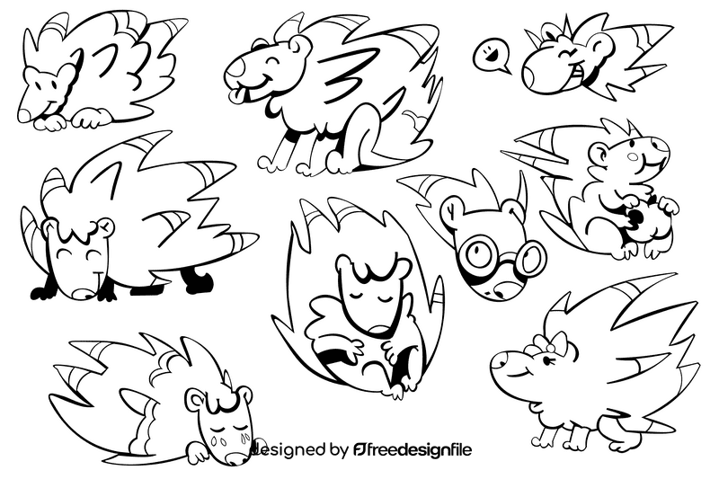 Porcupine black and white vector