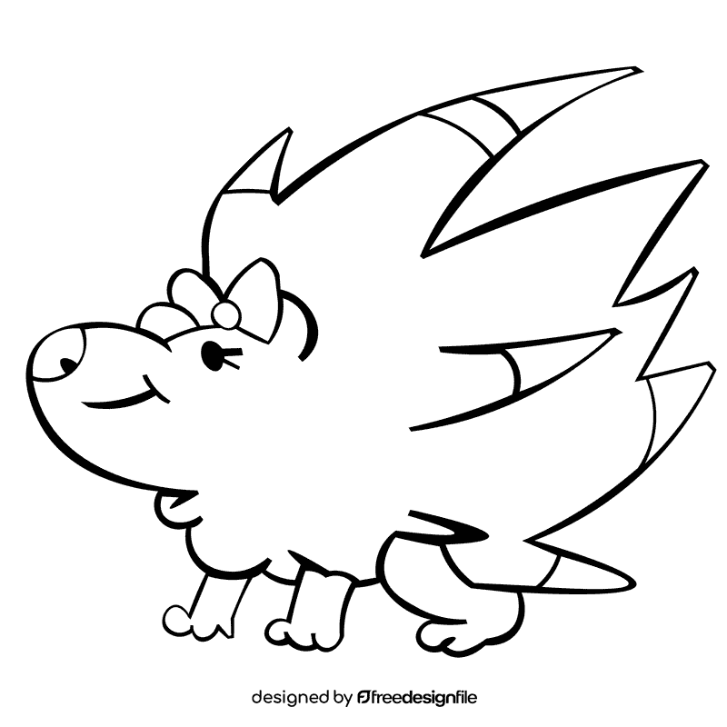 Porcupine bow black and white clipart