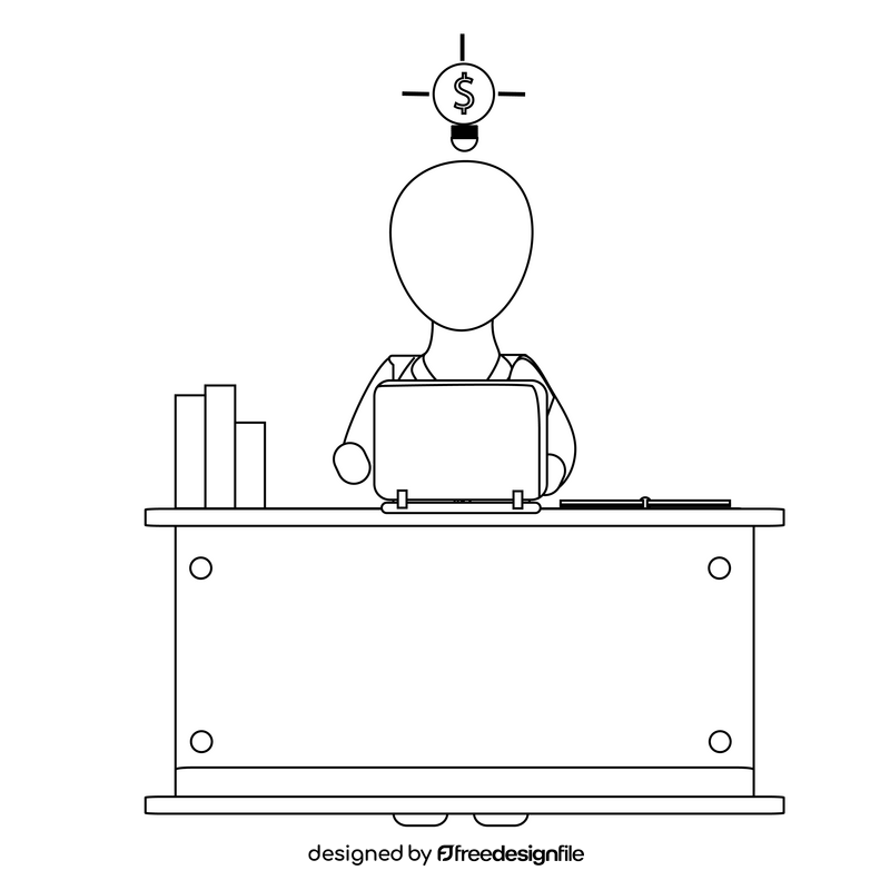 Accountant drawing black and white clipart