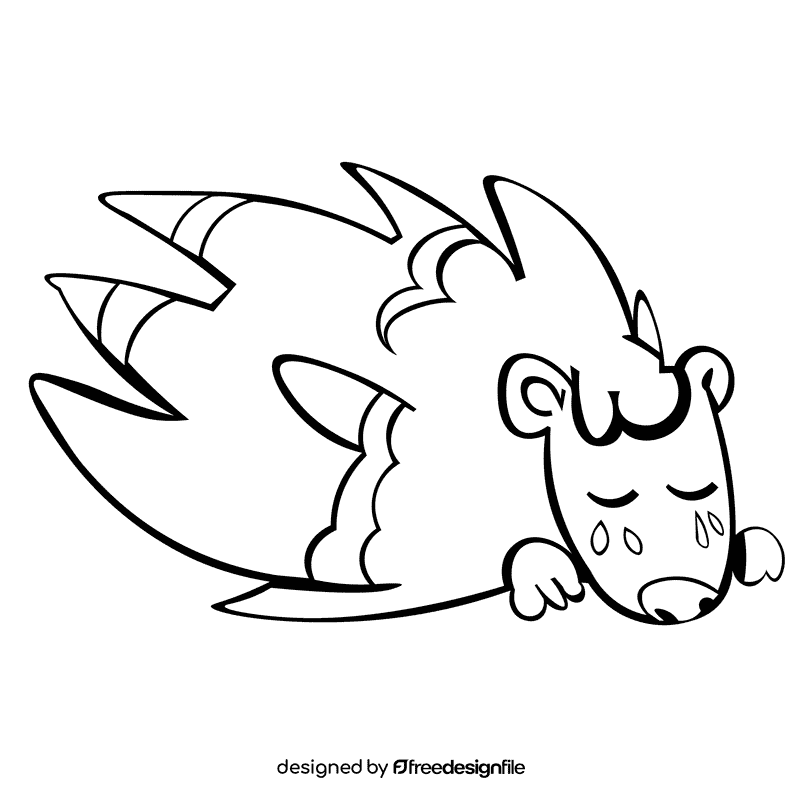 Porcupine crying black and white clipart