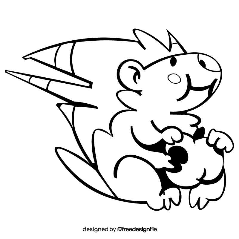 Porcupine eating black and white clipart