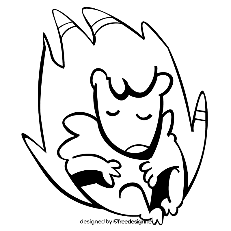 Porcupine sleep black and white clipart