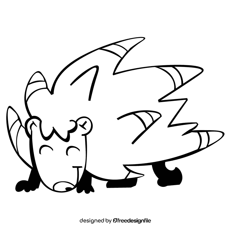 Porcupine smile black and white clipart