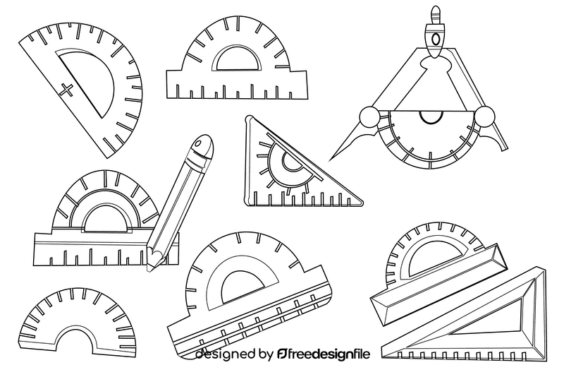 Protractor black and white vector