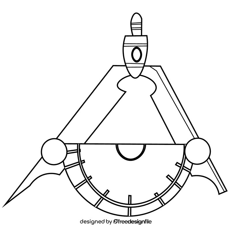 Protractor compass black and white clipart