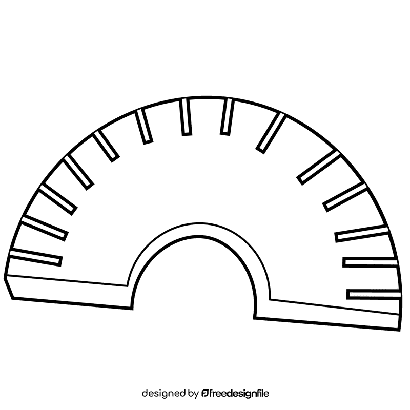 Protractor semi circle black and white clipart