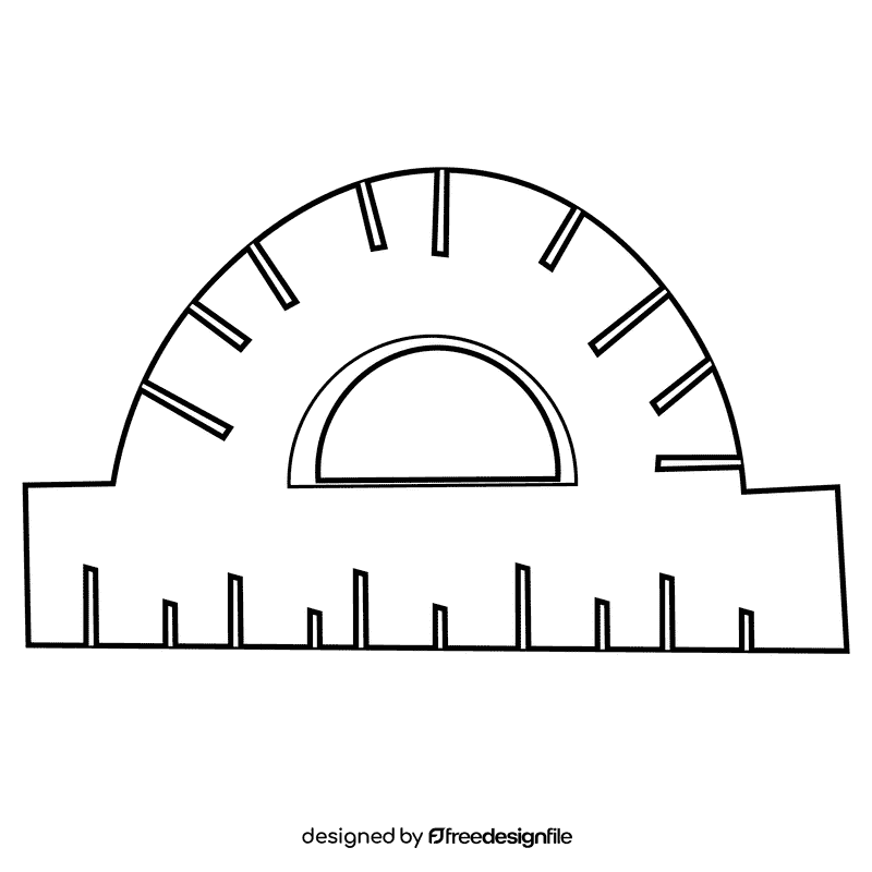 Protractor serif black and white clipart