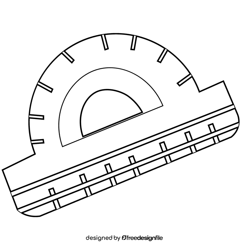 Protractor serif black and white clipart