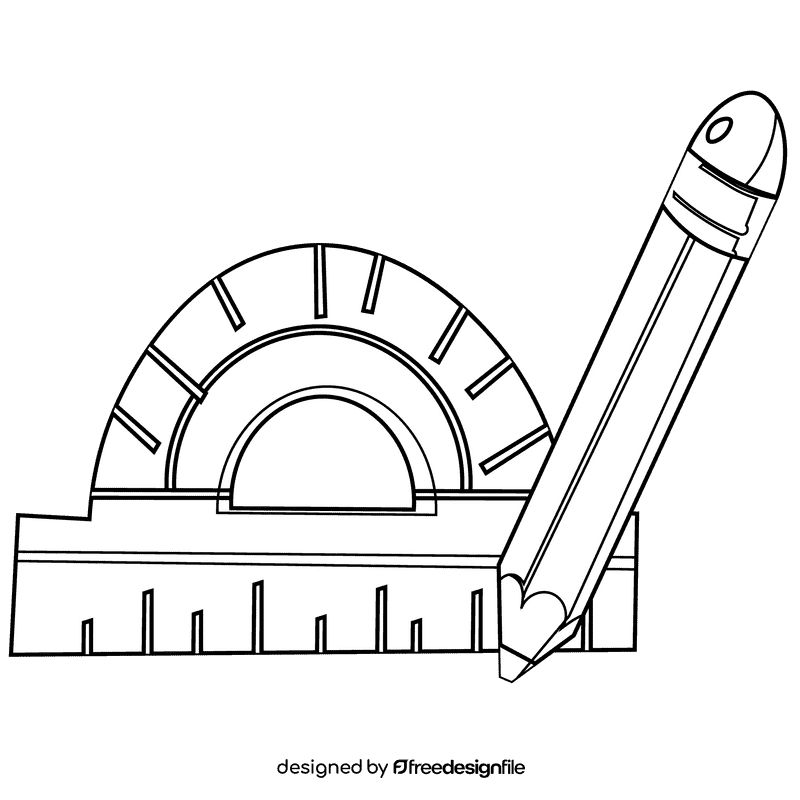 Protractor set black and white clipart