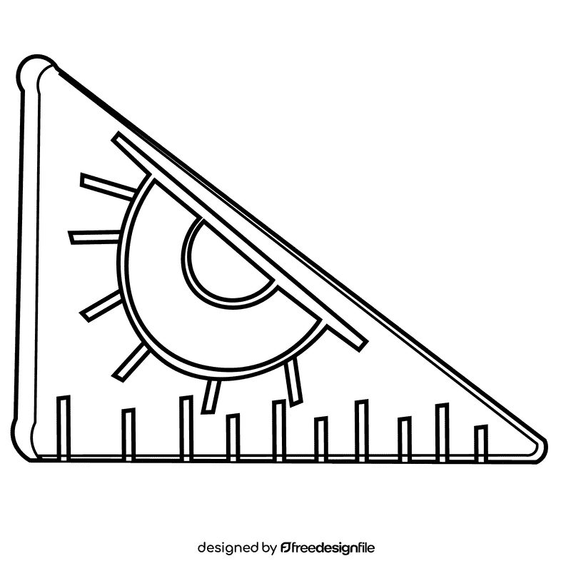 Protractor triangle black and white clipart