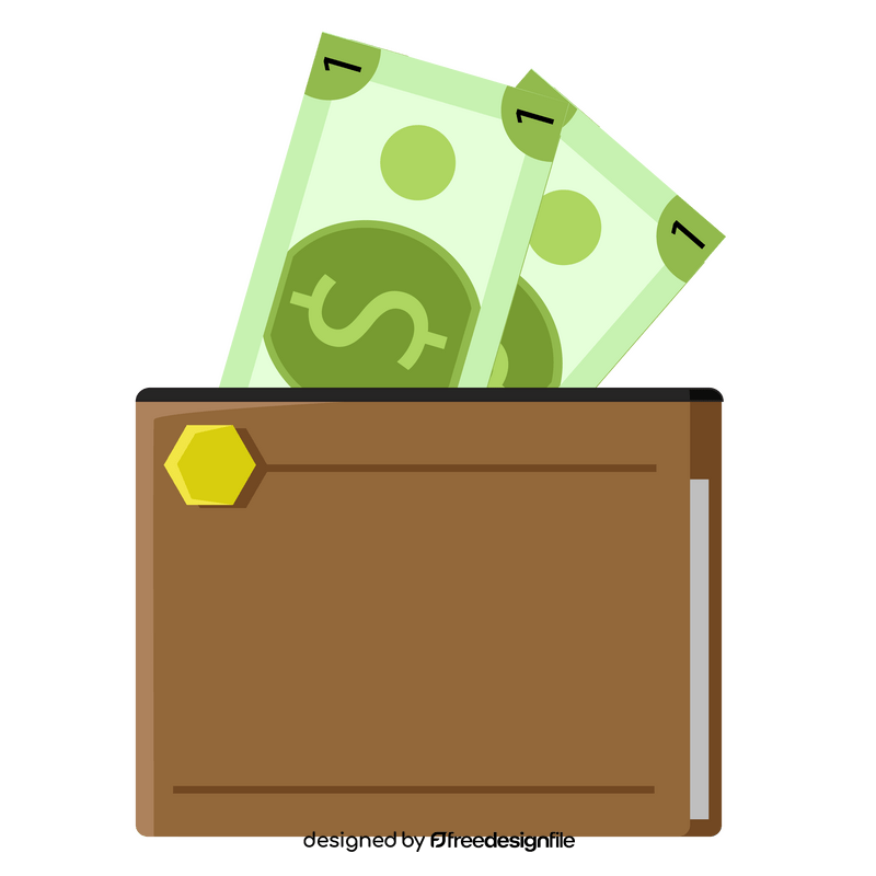 Wallet with bills clipart