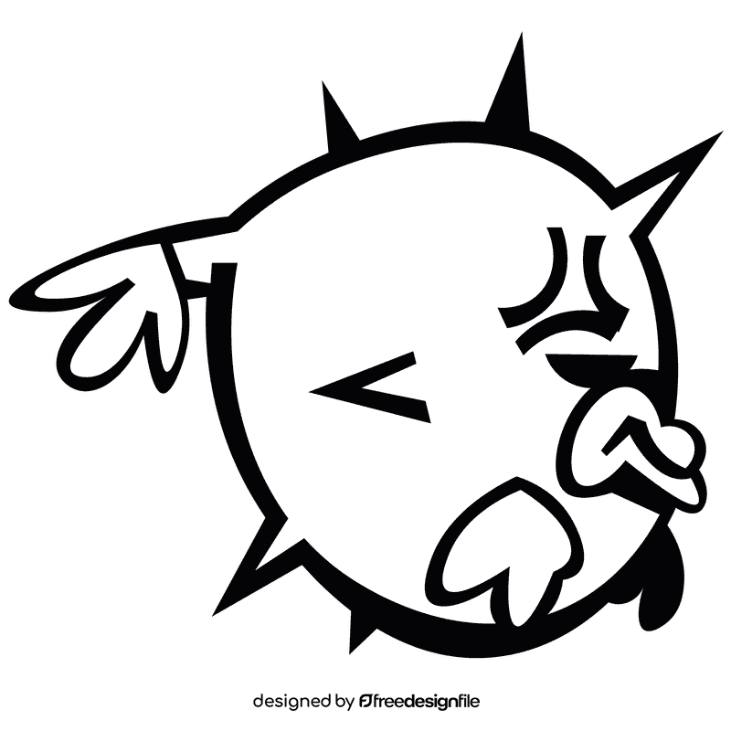 Pufferfish angry black and white clipart