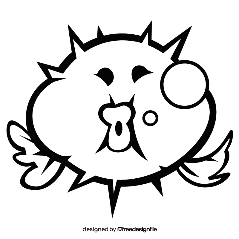 Pufferfish bubbles black and white clipart