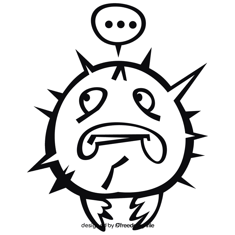 Pufferfish confused black and white clipart