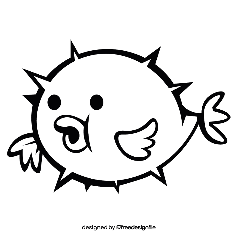 Pufferfish black and white clipart