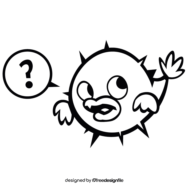 Pufferfish question black and white clipart
