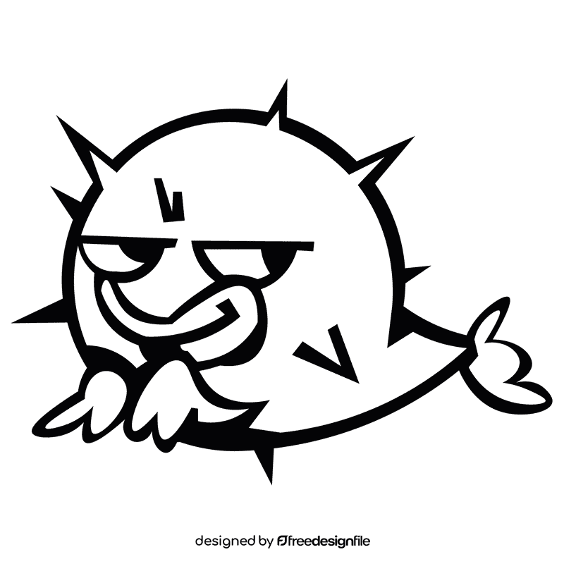 Pufferfish sneaky black and white clipart