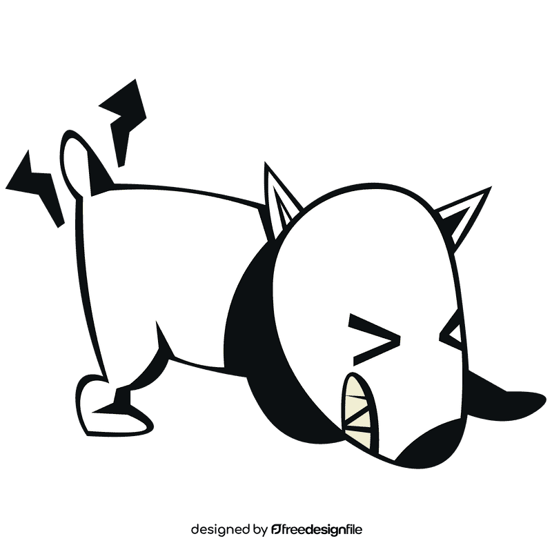 Puppy angry black and white clipart