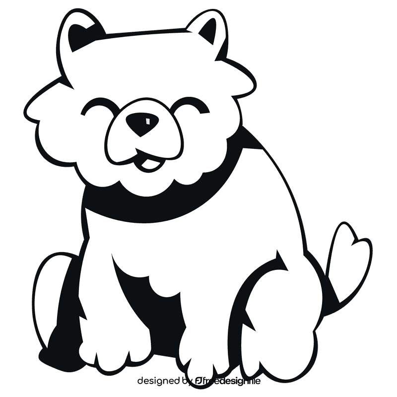 Puppy fluffy black and white clipart